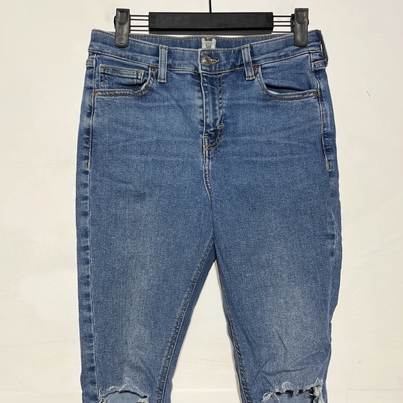 Topshop Jamie Medium Wash High Rise Distressed Skinny Jeans Size 30 - Picture 2 of 11